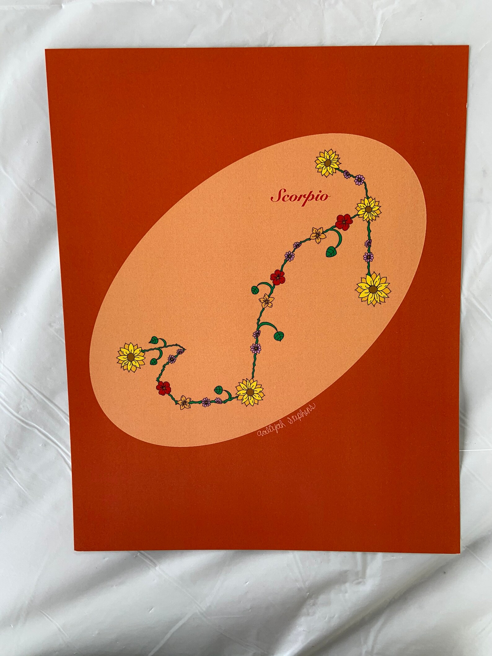 Scorpio Zodiac Flower Constellation 8x10 Art Print Etsy