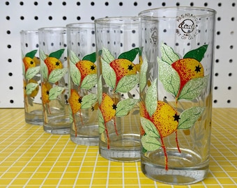 Vintage Pasabahce Art of Glass Fruit Tumblers Set of Five
