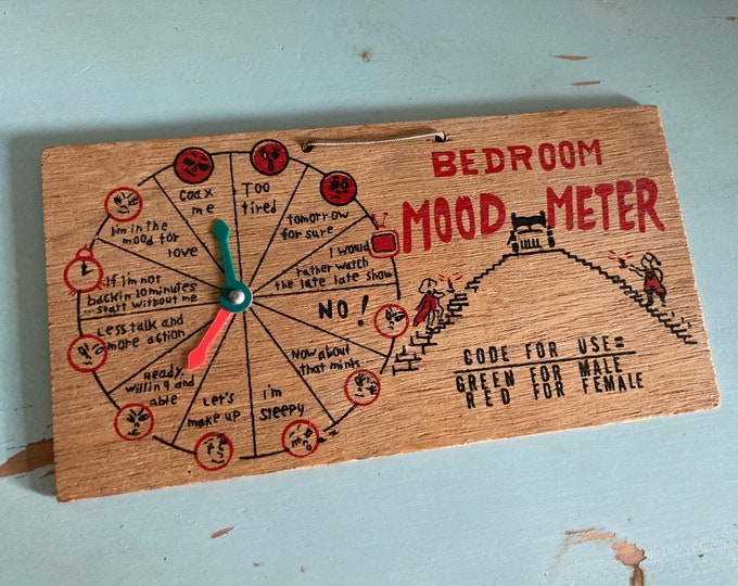 Vintage Bedroom Mood Meter Wooden Code Sign Couple Adult Funny Wall ...