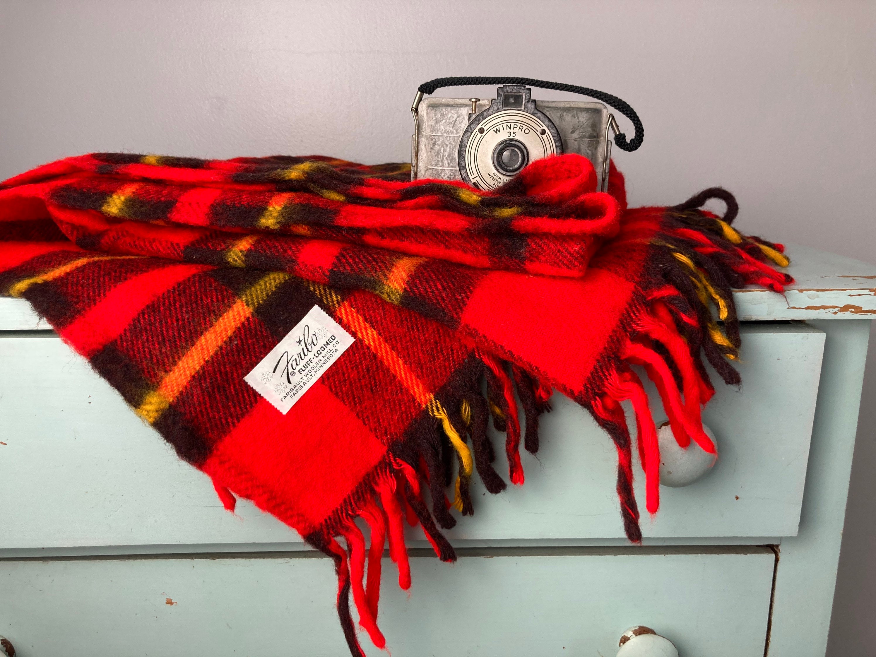 Vintage Faribo Wool Plaid Throw Blanket Etsy