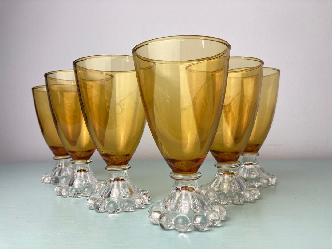 6 Vintage Candlewick Amber Wine Dessert Juice Glasses Etsy