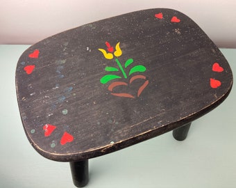 Vintage Hand Painted Folk Art Foot Stool