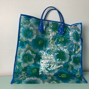 Vintage Mod Vinyl Floral Tote Shopping Bag image 1