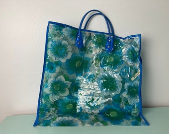 Vintage Mod Vinyl Floral Tote Shopping Bag