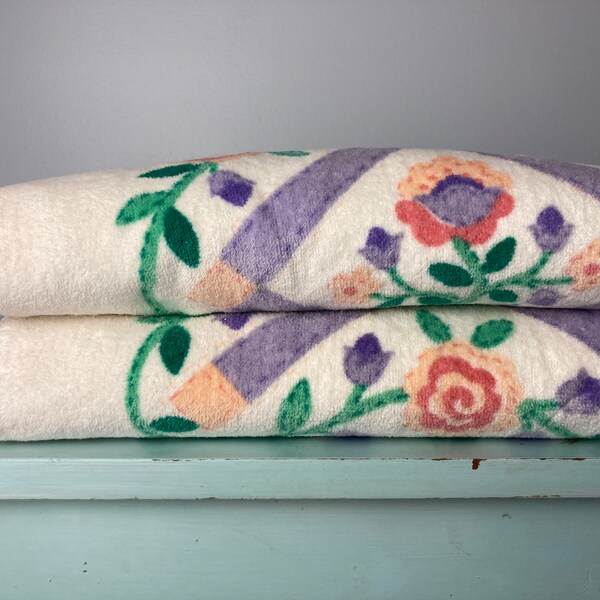 Floral Bath Towel Etsy