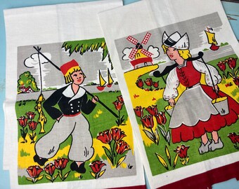 Vintage Dutch Tea Towel Set of Two