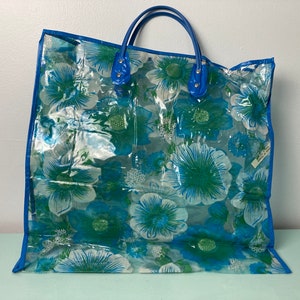 Vintage Mod Vinyl Floral Tote Shopping Bag image 7