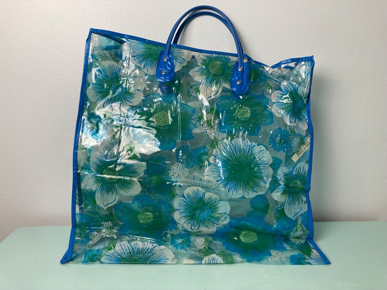 Vintage Mod Vinyl Floral Tote Shopping Bag image 7