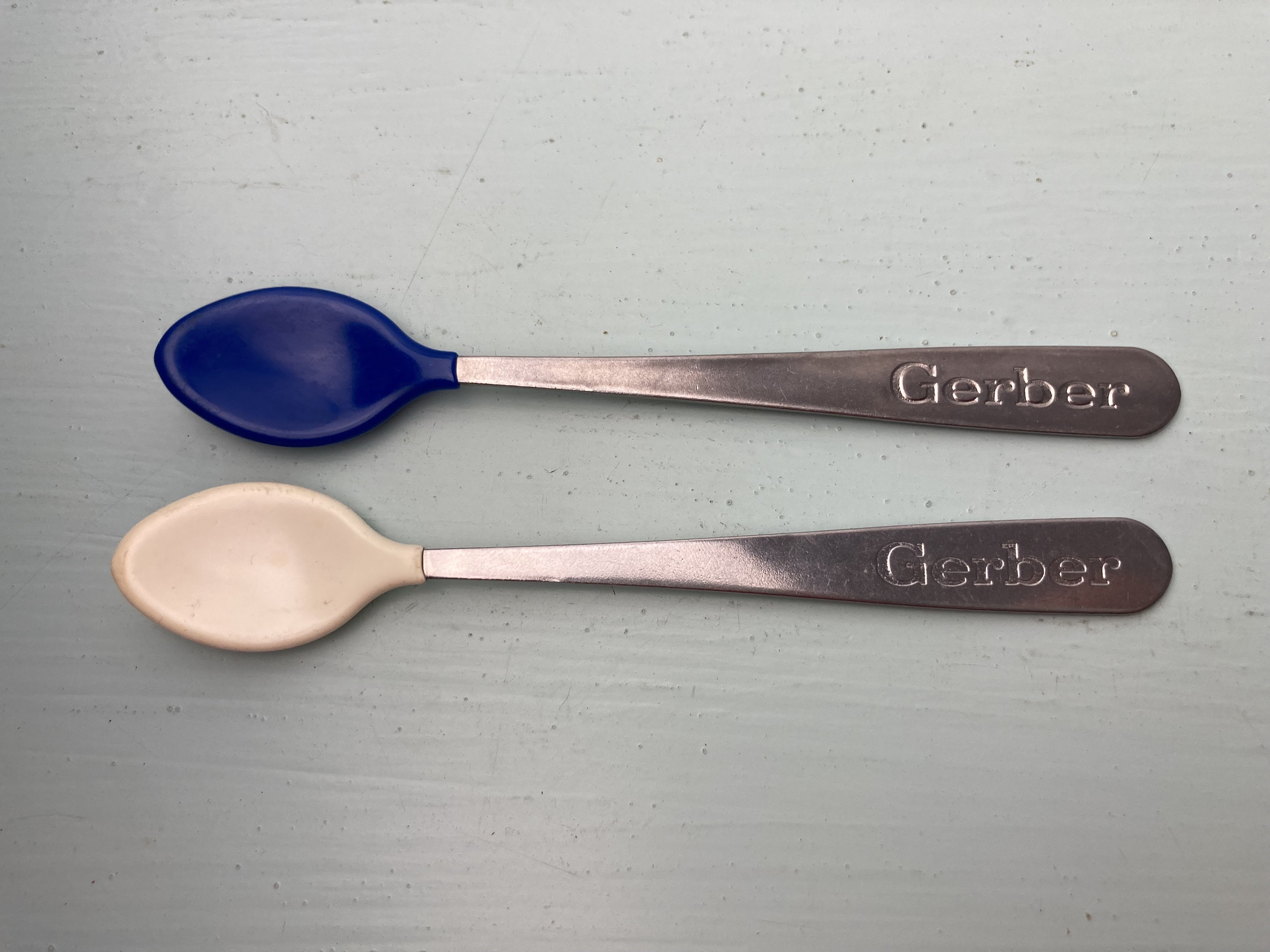 Baby Spoons / Infant Spoon / Vintage Gerber / First Years Spoon / 80s /  Stainless Steel Spoon / Spoon / Kitchen / Baby Item / Rose Spoon/cij 