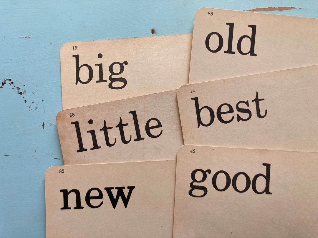 Vintage Vocabulary Adjective Flashcards Set of Six Big Little Etsy