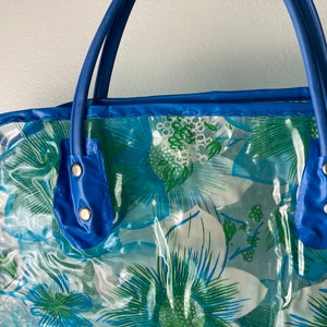 Vintage Mod Vinyl Floral Tote Shopping Bag image 2