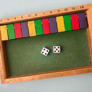 Vintage 12 Number Shut The Box Wooden Board Game