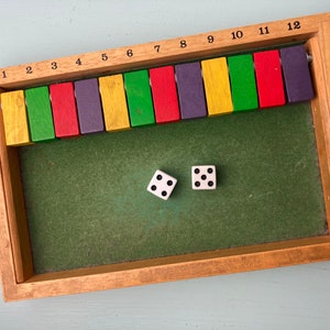 Vintage 12 Number Shut The Box Wooden Board Game