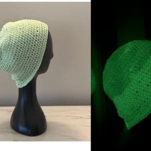 Glow-in-the-dark-beanie hat - Brighten your night with this lime green beanie hat