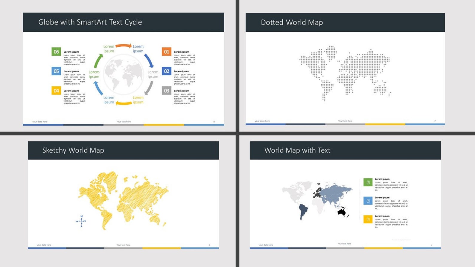 World Map Infographics Powerpoint Template | Professional PPTX ...