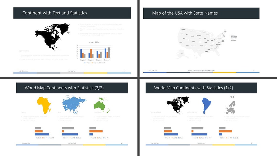 World Map Infographics Powerpoint Template Professional - Etsy