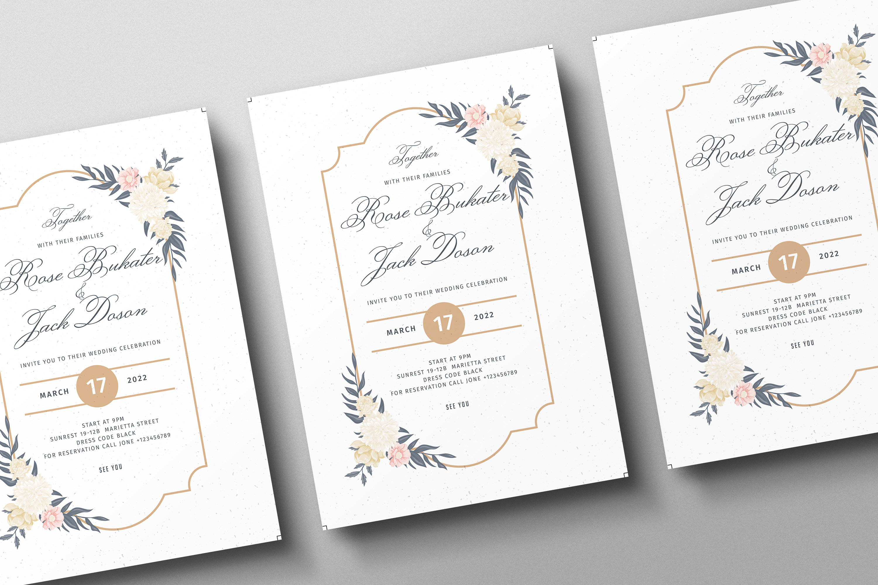Floral Wedding Invitation Template Wedding Invitation Invitation