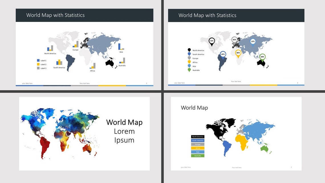 World Map Infographics Powerpoint Template Professional - Etsy
