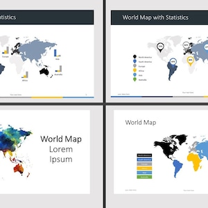 Weltkarte Infografik Power Point Vorlage | Professionelle PPTX Infografik Folien