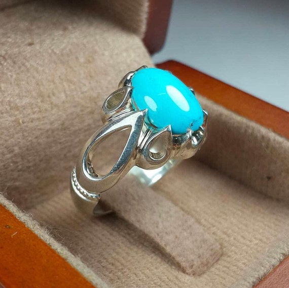 Feroza Ring - Turquoise Ring - Pure 925 Silver - Certified