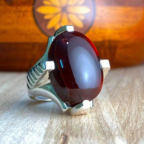 Red Aqeeq Hand Made Simple Women Ring | Boutique Ottoman Exclusive