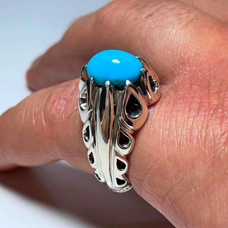 Latest Feroza Ring design || Turquoise Silver ring design for men - YouTube