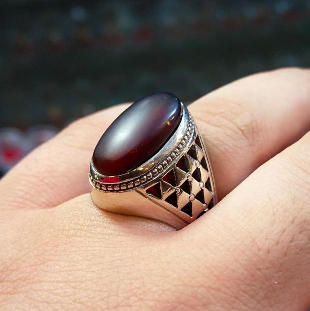 Natural Brown Red Men s Yemeni Aqeeq Ring Handmade Ring 925 Sterling Silver Ring Beautiful Kabadi Yamni Akik Ring Shifat Al Abad Brown Aqeeq Etsy