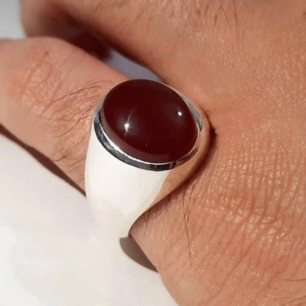 Men Dark Brown Yemeni Aqeeq Ring Shifat Al Abad Akik Ring Agate Ring Silver Ring Shia Ring new Design Men Ring Sterling Silver Handmade Ring