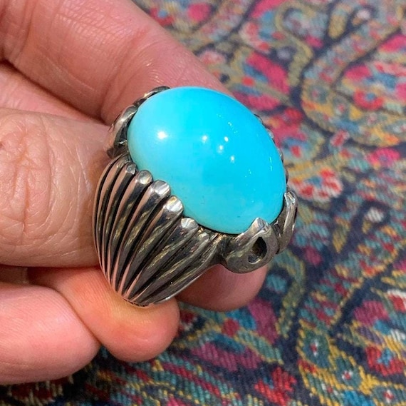 Beautiful Turquoise Ring Christmas Alive Feroza Stone Birthstone Ring  Silver 925 | eBay