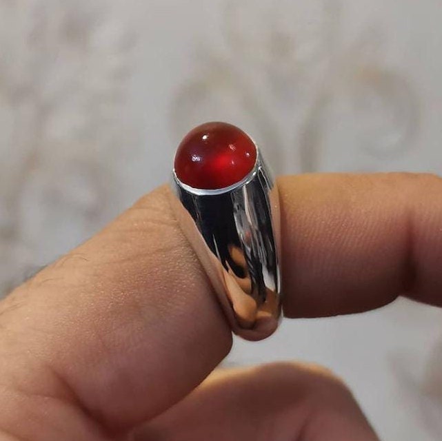 Natural Yemeni Aqeeq Ring Very Old Agate Sterling Silver Ring Pure