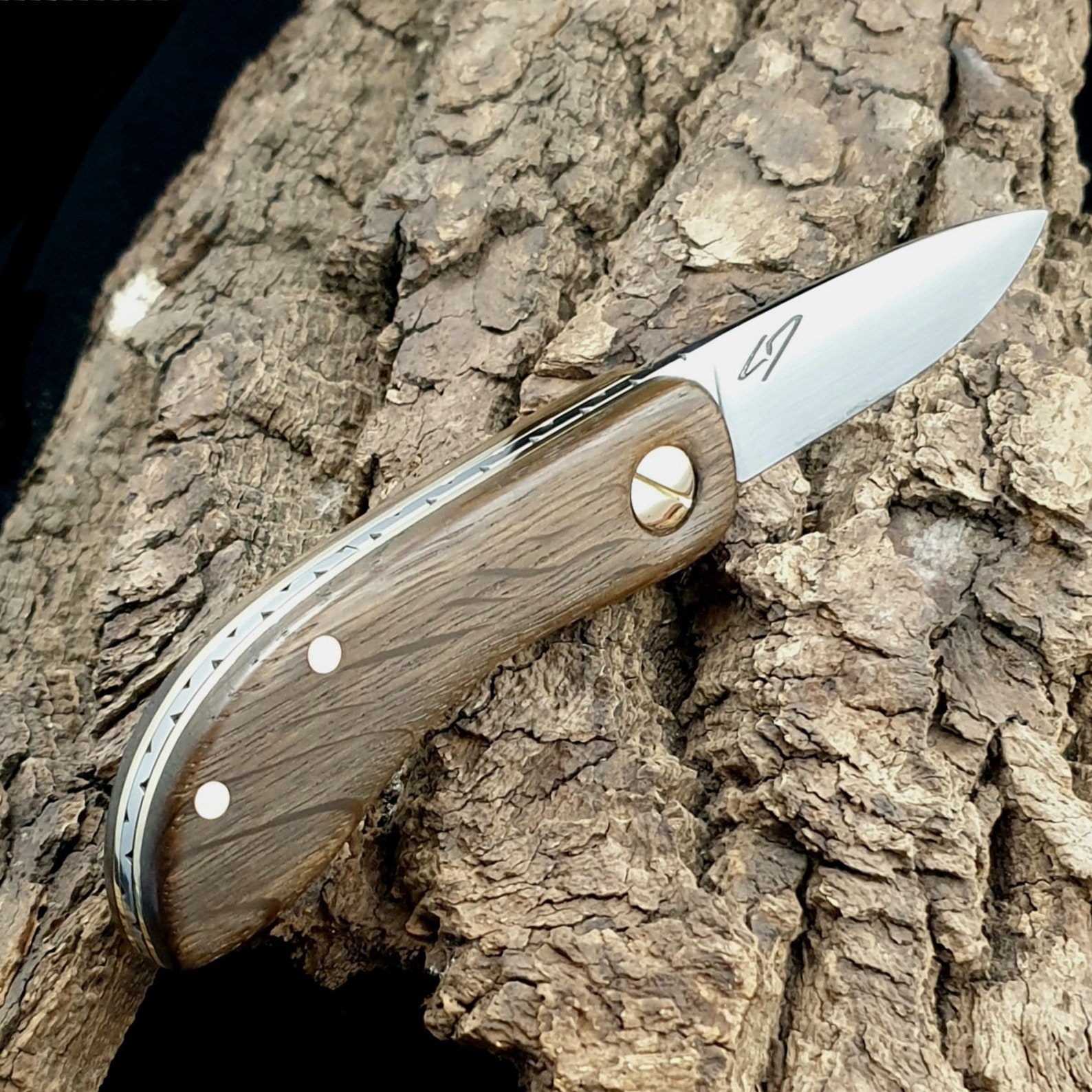 EDC Friction Oak on Brass File Work PenKnife Etsy