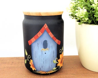 Hand-painted 1-liter kitchen jar for sugar, coffee, salt, biscuits or more
