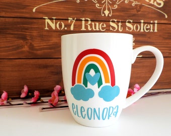 Customizable color-changing breakfast mug set with name, customizable gift, single pack or for families