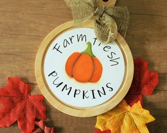 Hand-painted bamboo autumn decoration with pumpkin