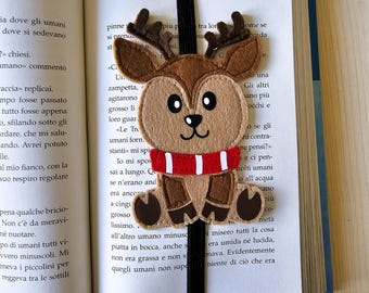 Personalized felt bookmark, choose from reindeer, fox, bee, teddy bear, squirrel, or penguin for a handmade personalized gift.