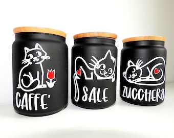 Customizable food jars for coffee, sugar, salt or other items with cute cats