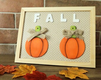 Frame, hand-painted wooden Halloween autumn picture with pumpkins