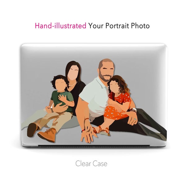 Custom Family Portrait, Clear Macbook Case Personalized | Macbook Air 13, Pro 13 14 16, M1 M2 2023