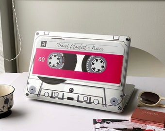 Audio Cassette Macbook Case, Personalized Name, Slim Hard Plastic