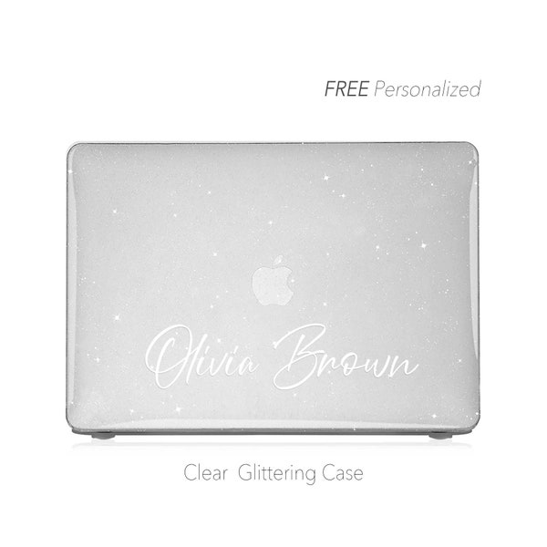 Twinkle Clear Macbook Case, Personalized Glitter Case | Macbook Air 13, Pro 13 14 16, M1 M2 2023 Pro