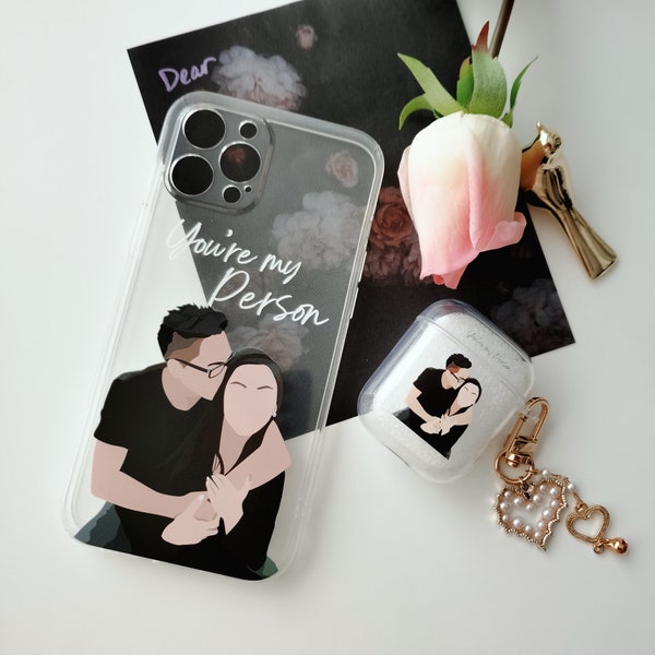Personalized illustrated Portrait iPhone Clear Case for Family, Couple | for iPhone 15, 15 Pro, 14 Pro Max, X