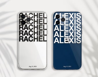 Custom Couples Name Monogram Clear iPhone Case, Personalized Gift