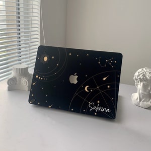 Esoteric Celestial, Macbook BLACK Solid Case | Macbook Air 13, Pro 13 14 16, M1 M2 2023, Custom Name