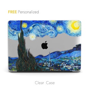 Van Gogh inspired The Starry Night, Personalized Clear Macbook CASE | Macbook Air 13, Pro 13 14 16, M1 M2 2023