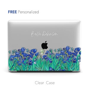 Van Gogh inspired Irises flower, Personalized Clear Macbook CASE | Macbook Air 13, Pro 13 14 16, M1 M2 2023
