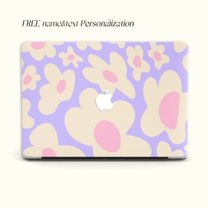 Pastel Purple Abstract Flowers, Macbook Case Personalized | Macbook Air 13 Pro 13, Pro 14, M1 M2 2023 | Custom Keyboard Skin