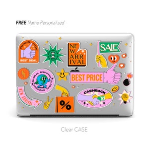 Retro Cartoon Hippie Collage, Funny Graffiti Style, Clear Macbook Case | Macbook Air 13, Pro 13 14 16, M1 M2 2023