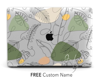 Personalized Tropical Leaf Macbook Case, Custom Name