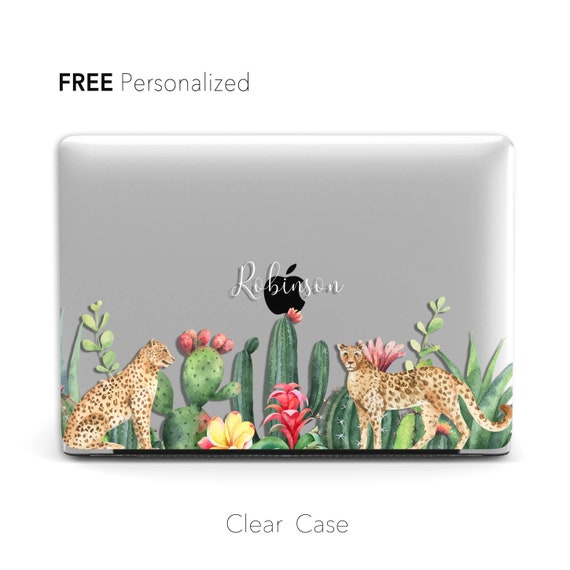 Personalized Watercolor Cactus Macbook Case | Cheetah Clear Cover
