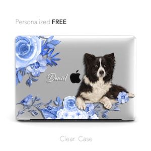 Custodia per Macbook personalizzata con ritratto di animale domestico, foto di cane e gatto illustrate a mano CUSTODIA TRASPARENTE / Macbook Air 13 15, Pro 13 14 16, M1 M2 2024